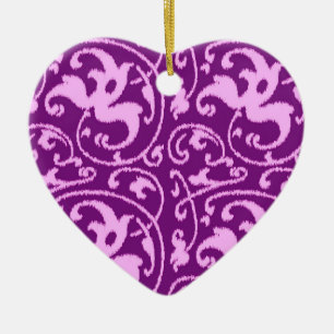 Ornement En Céramique Ikat Floral Damask - Orchidée et violet