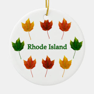 Ornement En Céramique Île de Rhode (feuille d'érable rouge)