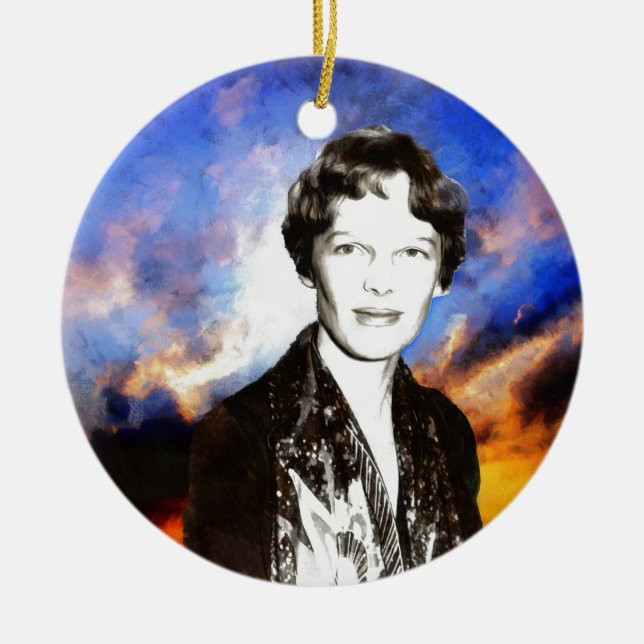 Ornement En Céramique Illustration d'Amelia Earhart (Devant)
