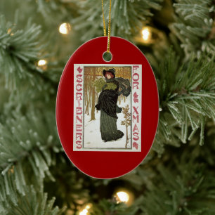 Ornement En Céramique Illustration de Noël vintage Art nouveau couvertur