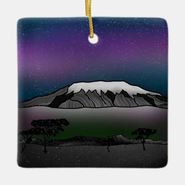 Ornement En Céramique Illustration du mont Kilimandjaro (Devant)