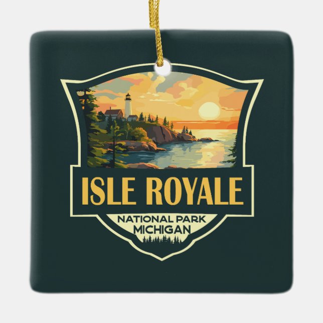 Ornement En Céramique Illustration du parc national de l'Isle Royale Bad (Devant)