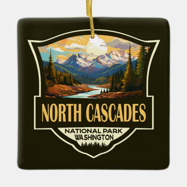 Ornement En Céramique Illustration du parc national North Cascades Voyag (Devant)