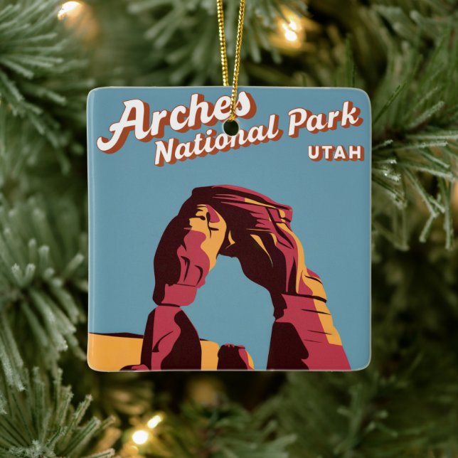 Ornement En Céramique Illustration du parc national Retro Arches (Arbre)