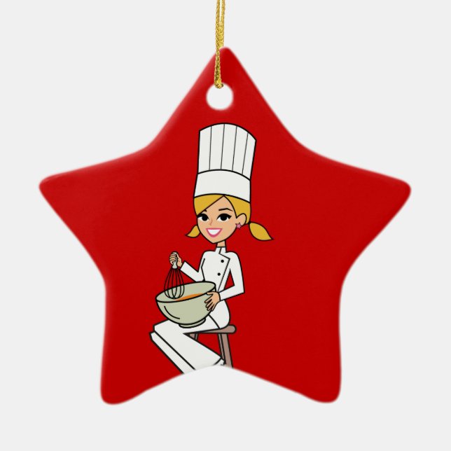 Ornement En Céramique Illustration unique de chef de fille (Devant)