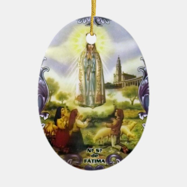 Ornement En Céramique image de l'apparition Notre Dame de Fatima (Devant)