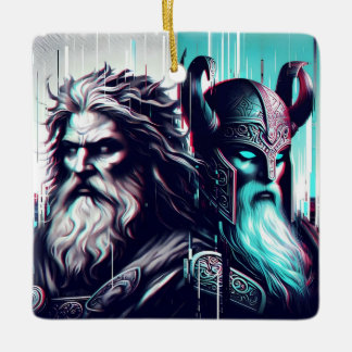 Ornement En Céramique image of the gods zeus and odin togethe