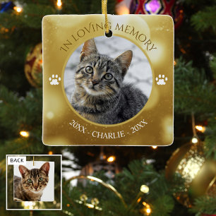 Ornement En Céramique In Love Memory Cat Photo Gold Keepsaké