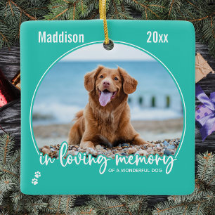 Ornement En Céramique In Love Memory Turquoise Chien Photo Pet Memorial