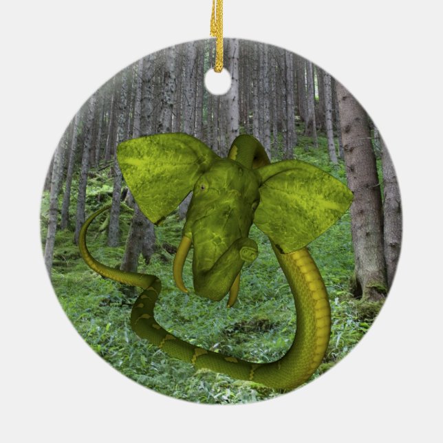 Ornement En Céramique Incroyable éléphant Python (Dos)