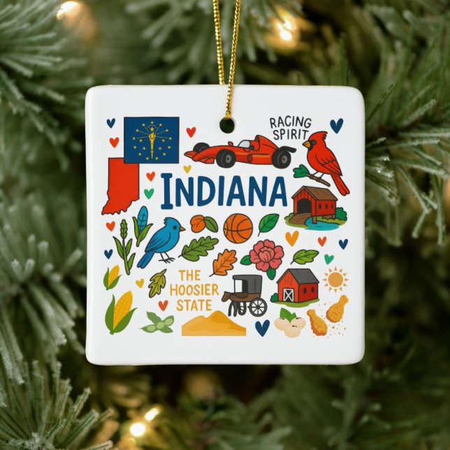Ornement En Céramique Indiana Custom Family Trip Christmas (Arbre)