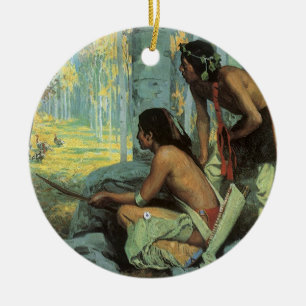 Ornement En Céramique Indiens vintages, Taos Turquie Chasseurs par souri