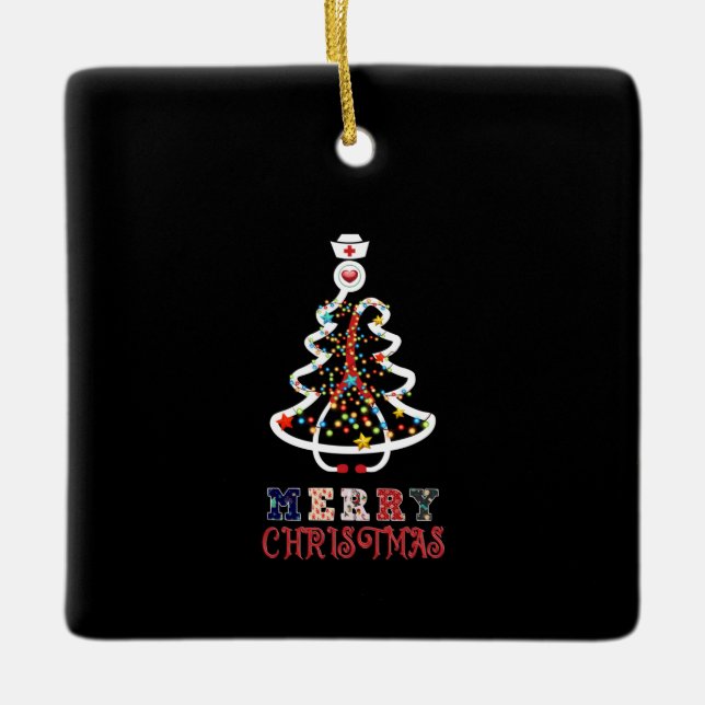 Ornement En Céramique Infirmière Cadeau Mery Noël (Devant)