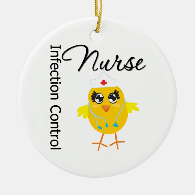 Ornement En Céramique Infirmière de contrôle des infections Chick v1 (Devant)
