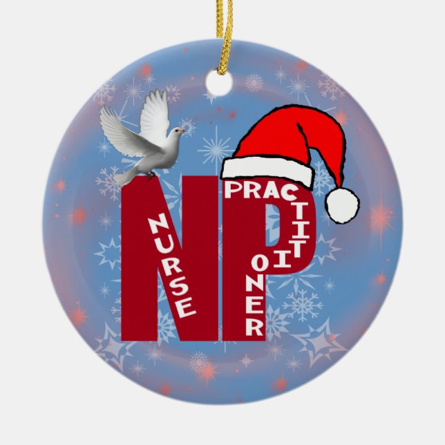 ORNEMENT EN CÉRAMIQUE INFIRMIÈRE PRACTIONER DE CASQUETTE DE PÈRE NOËL (Devant)