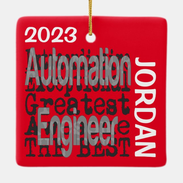 Ornement En Céramique Ingénieur Automatique Extraordinaire PERSONNALISÉ (Dos)