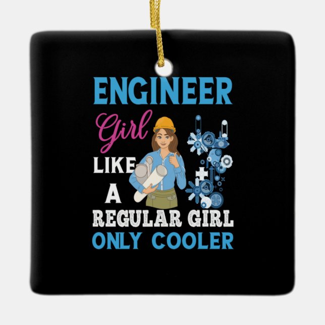 Ornement En Céramique Ingénieur Fier Ingénieur Fille (Devant)