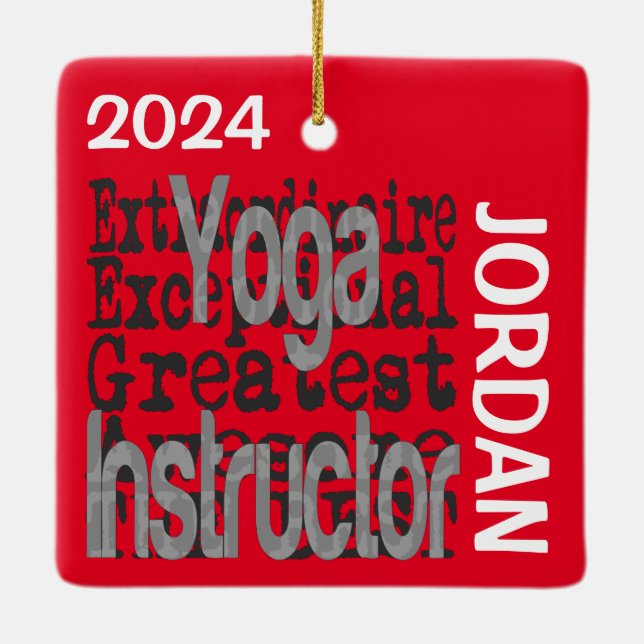 Ornement En Céramique Instructeur de Yoga Extraordinaire PERSONNALISÉ (Dos)