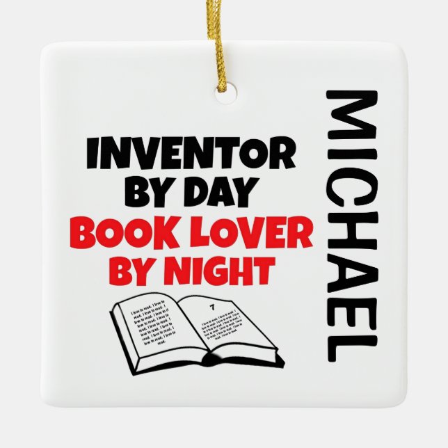 Ornement En Céramique Inventeur aime lire PERSONNALISÉ (Devant)