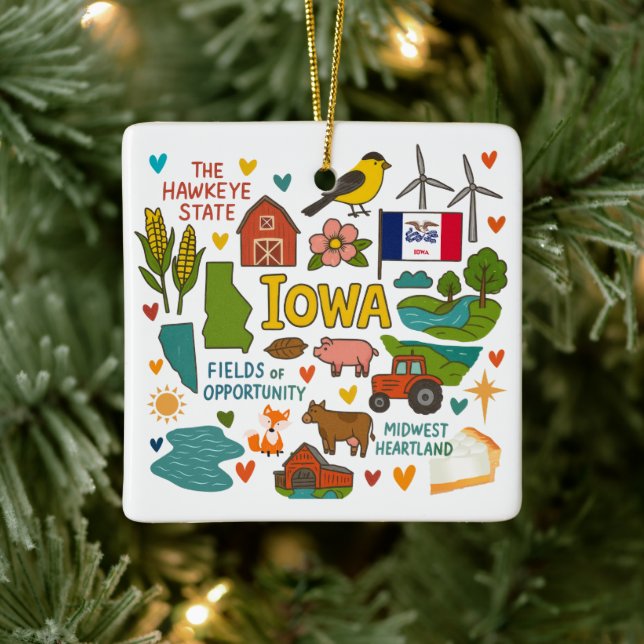 Ornement En Céramique Iowa Custom Family Trip Christmas (Arbre)