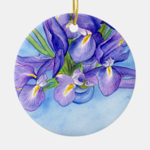 Ornement En Céramique Iris Vase Flower Art Peinture Pendentif