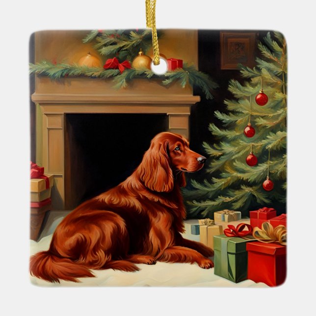 Ornement En Céramique Irish Setter Christmas (Devant)