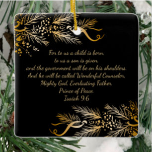 Ornement En Céramique Isaïe 9:6 Christian Cadeau de Noël personnalisé