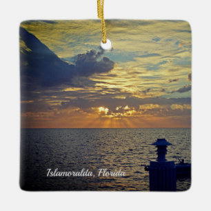 Ornement En Céramique Islamoralda Floride assise sur le lever du soleil