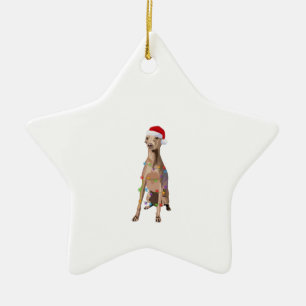 Ornement En Céramique Italien Greyhound Noël Lumières Noël Amoureux d