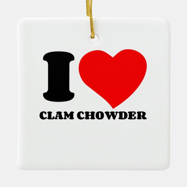 ORNEMENT EN CÉRAMIQUE J'ADORE LE CHOWDER DE CLAM (Devant)