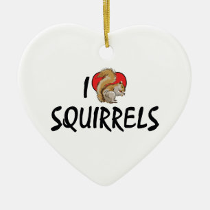Ornement En Céramique J'adore les écureuils au cœur - Amateur d'écureuil