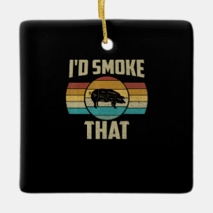 Ornement En Céramique J'Ai Fumé Que Drôle Rétro BBQ Pig Grill De Viande 