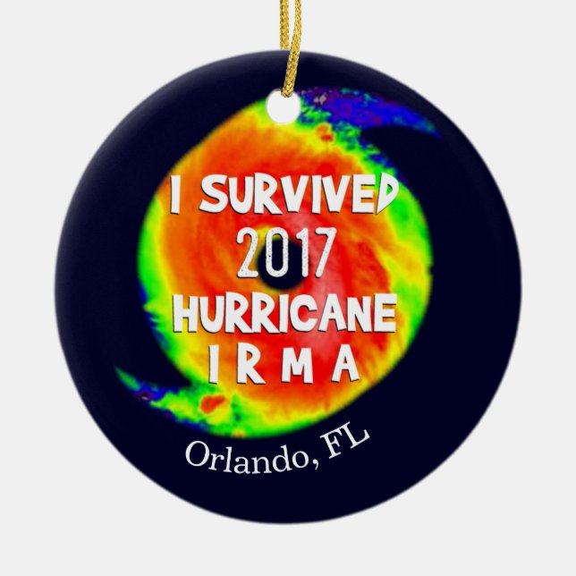 Ornement En Céramique J'AI SURVÉCU À L'HURRICANE IRMA à votre endroit (Devant)