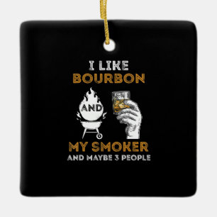 Ornement En Céramique J'Aime Bourbon Mon Fumeur Peut-Être 3 Personnes B