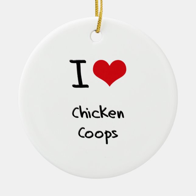 Ornement En Céramique J'aime des cages de poulet (Devant)