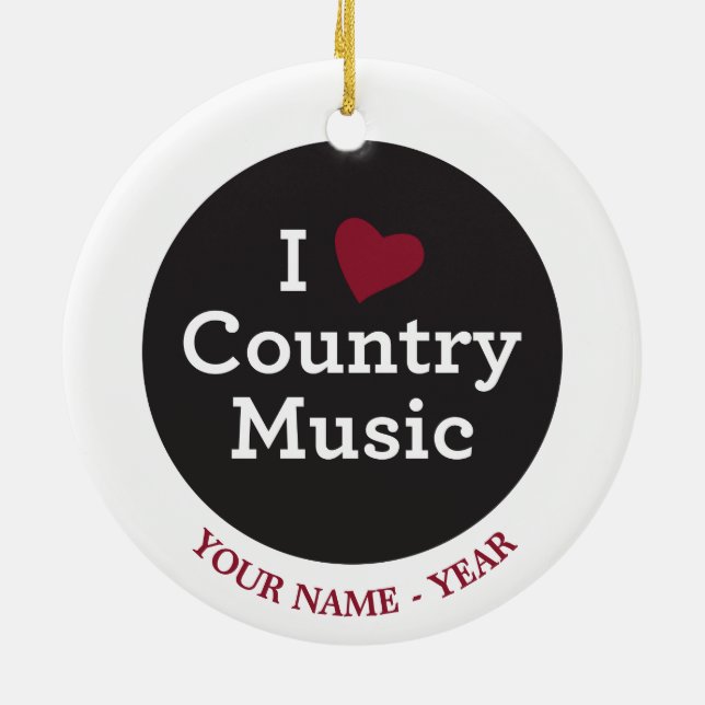 Ornement En Céramique J'aime la musique country (Dos)