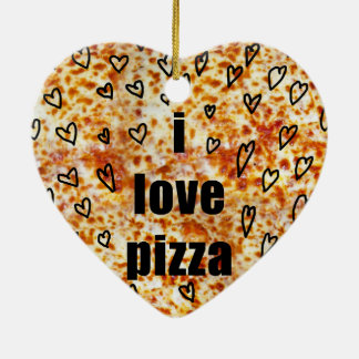 Ornement En Céramique J'aime la pizza/pizza m'aime