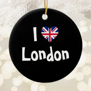 Ornement En Céramique J'aime Londres Union Jack Cœur