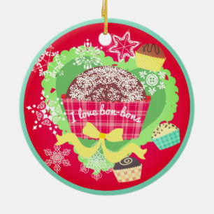 Ornement En Céramique J'aime l'ornement de Noël de chocolats de fèves de