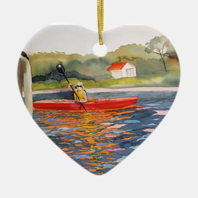 Ornement En Céramique J'aime l'ornement Kayaking (Devant)