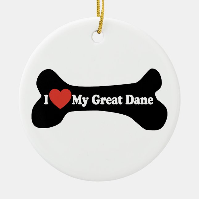 Ornement En Céramique J'Aime Ma Grande Danse - Os De Chien (Devant)