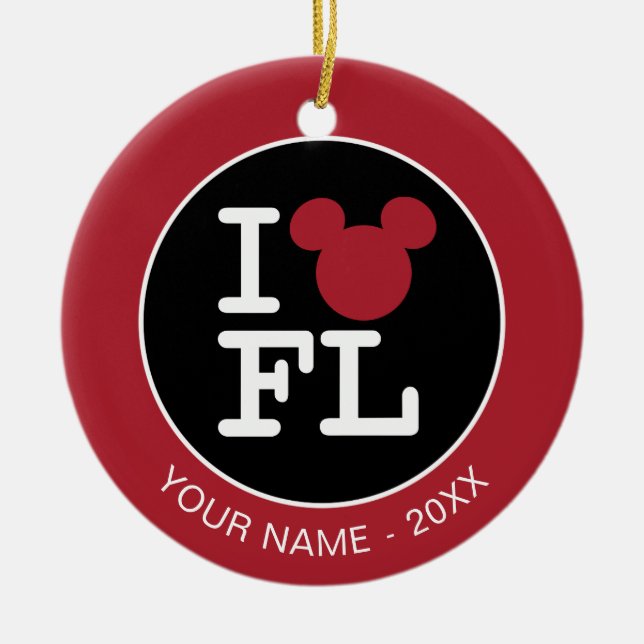 Ornement En Céramique J'aime Mickey | Floride - Ajoutez Votre Nom (Devant)