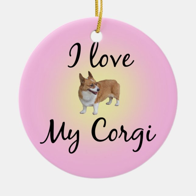 Ornement En Céramique J'Aime Mon Corgi (Devant)
