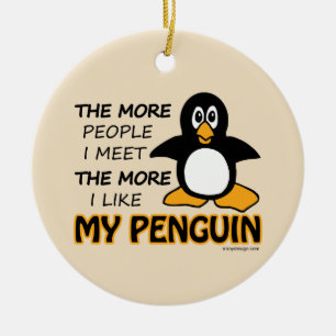 Ornement En Céramique J'aime mon pingouin