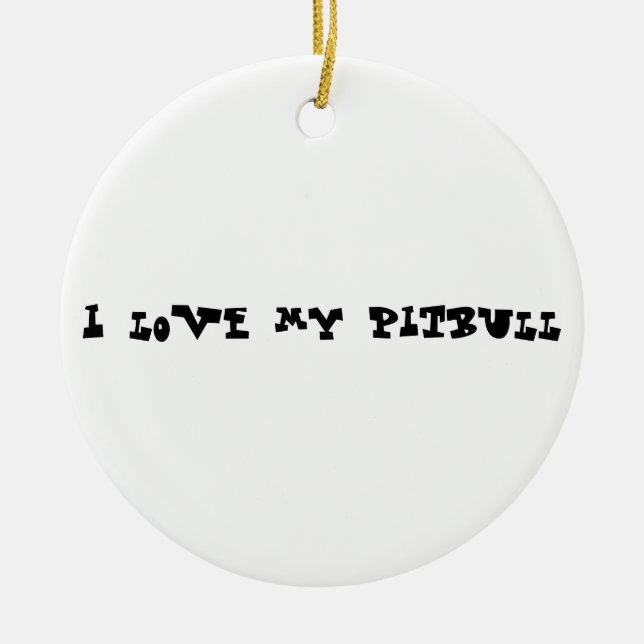 Ornement En Céramique J'aime mon pitbull (Devant)