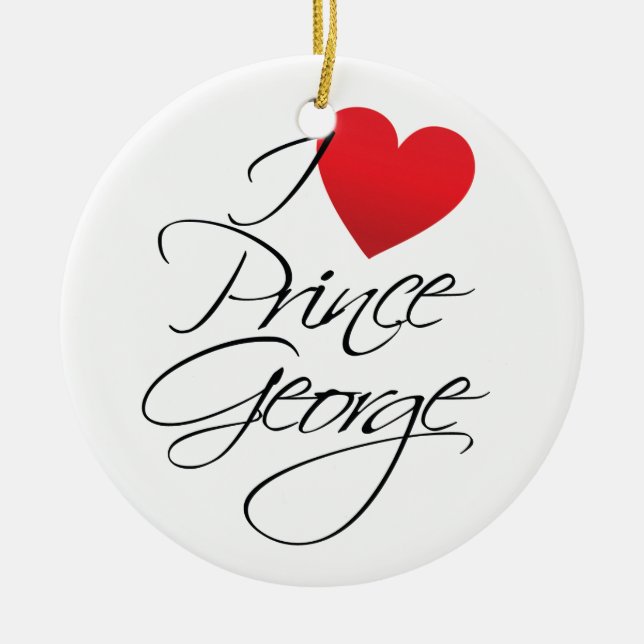Ornement En Céramique J'aime Prince George, Coeur Rouge (Devant)