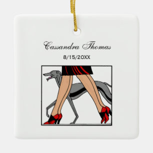 Ornement En Céramique Jambes Art déco femmes Greyhound Whippet Chien R