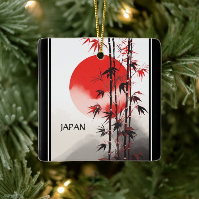 Ornement En Céramique Japon personnalisé Sun et Bambou vacances japonais (Arbre)