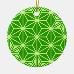 Ornement En Céramique Japonais Asanoha motif - vert citron