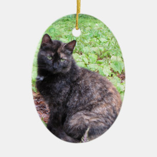 Ornement En Céramique Jardin de chat noir d'écaille